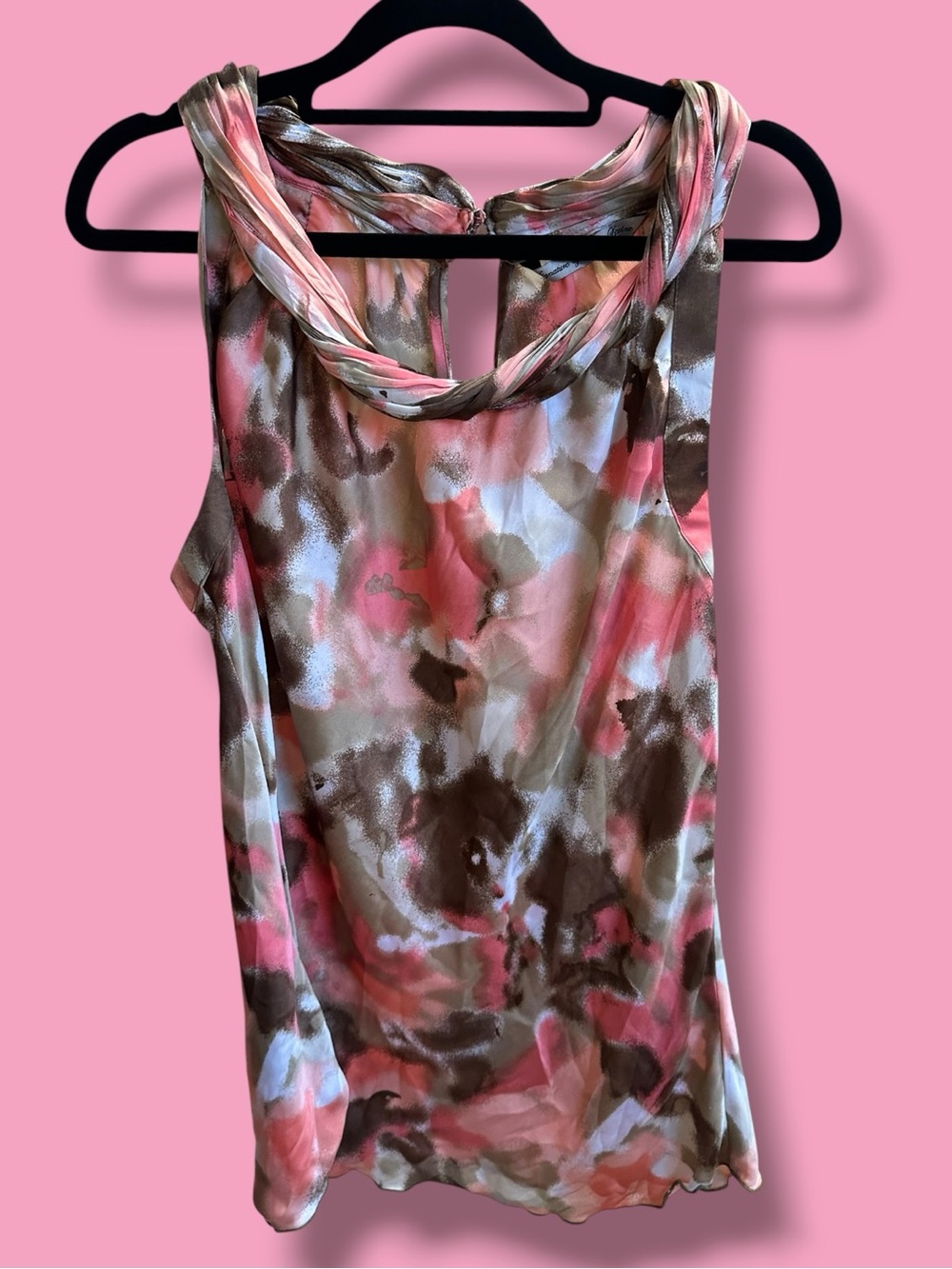 Signature by Larry Levine Pink & Brown Twist-Neck Camisole